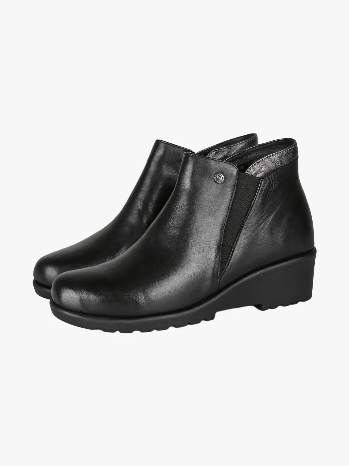 Riposella Stivaletti donna in pelle con zeppa - nero