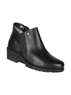 Riposella Stivaletti donna in pelle con zeppa - nero