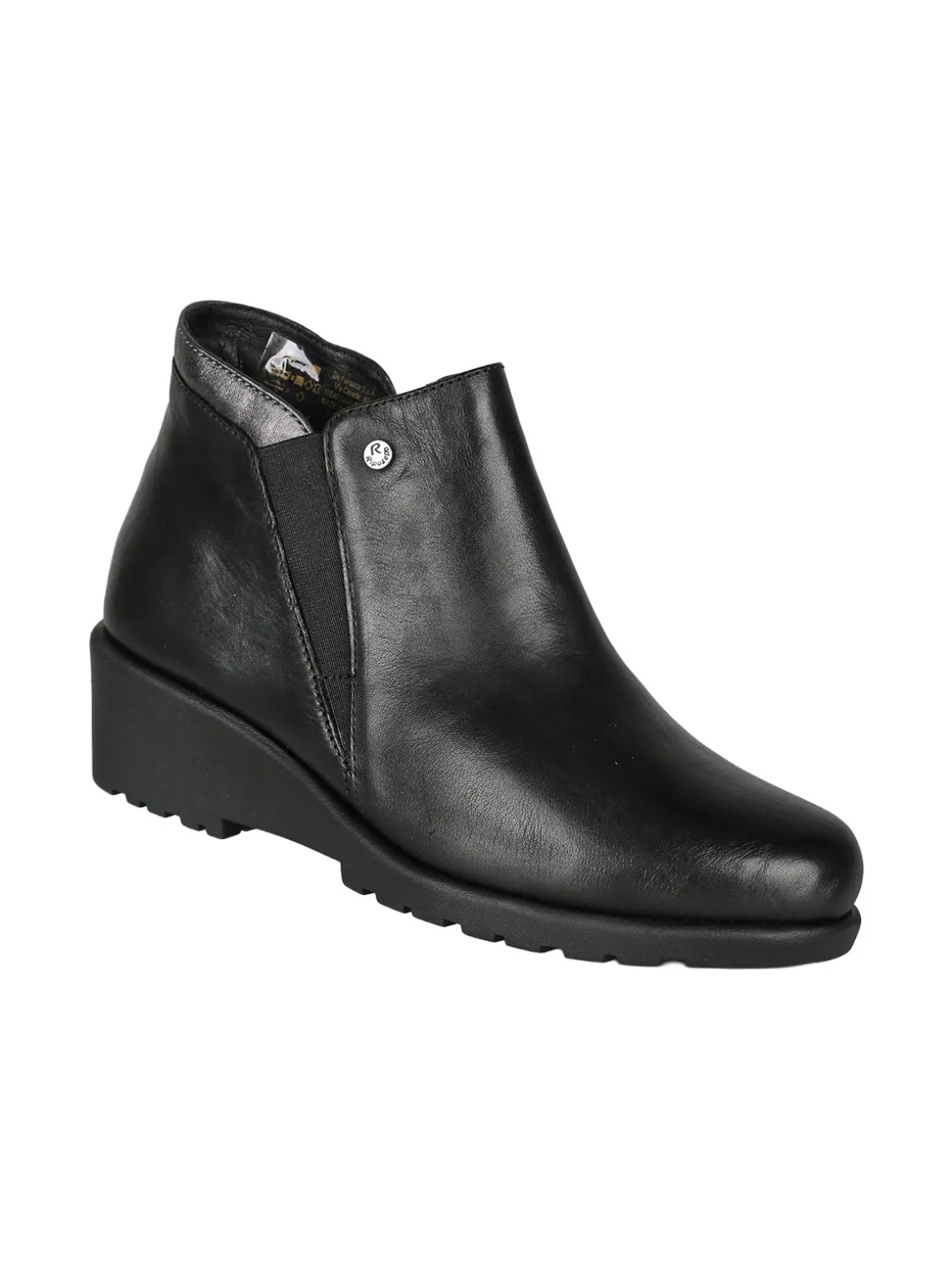 Riposella Stivaletti donna in pelle con zeppa - nero
