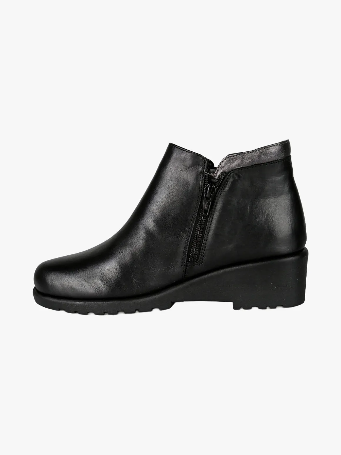 Riposella Stivaletti donna in pelle con zeppa - nero