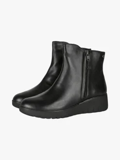 Riposella Stivaletti donna in pelle con zeppa e doppia zip - nero