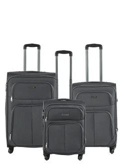 R.Leone Set di valigia 3 pezzi semirigide a 4 ruote - grigio scuro