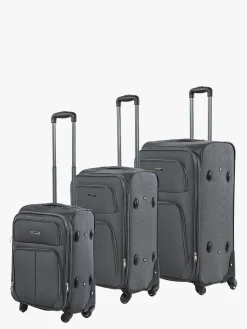 R.Leone Set di valigia 3 pezzi semirigide a 4 ruote - grigio scuro