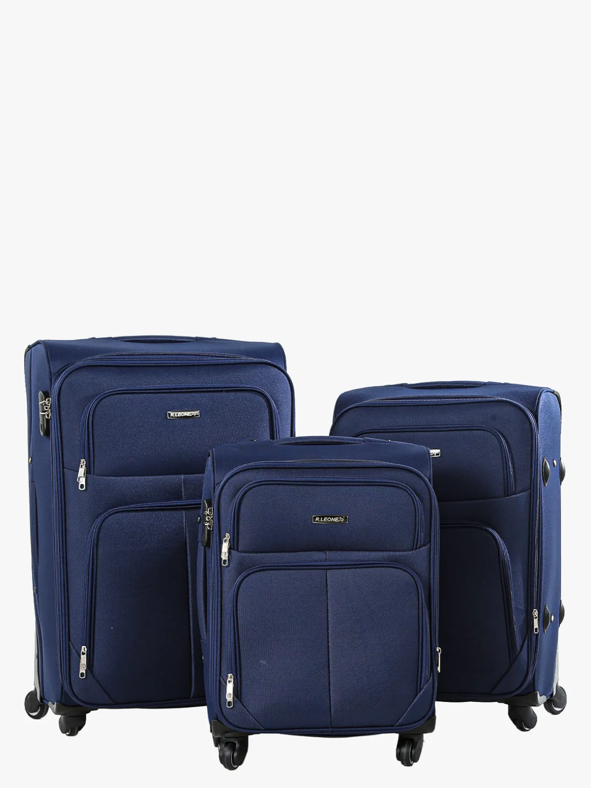 R.Leone Set di valigia 3 pezzi semirigide a 4 ruote - blu scuro