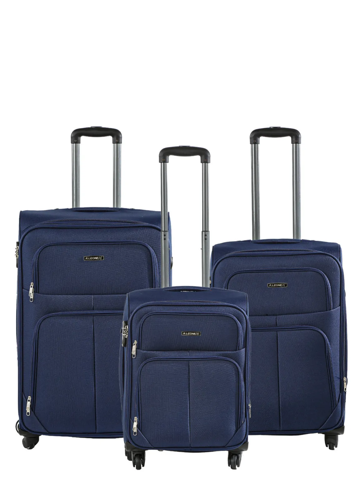 R.Leone Set di valigia 3 pezzi semirigide a 4 ruote - blu scuro