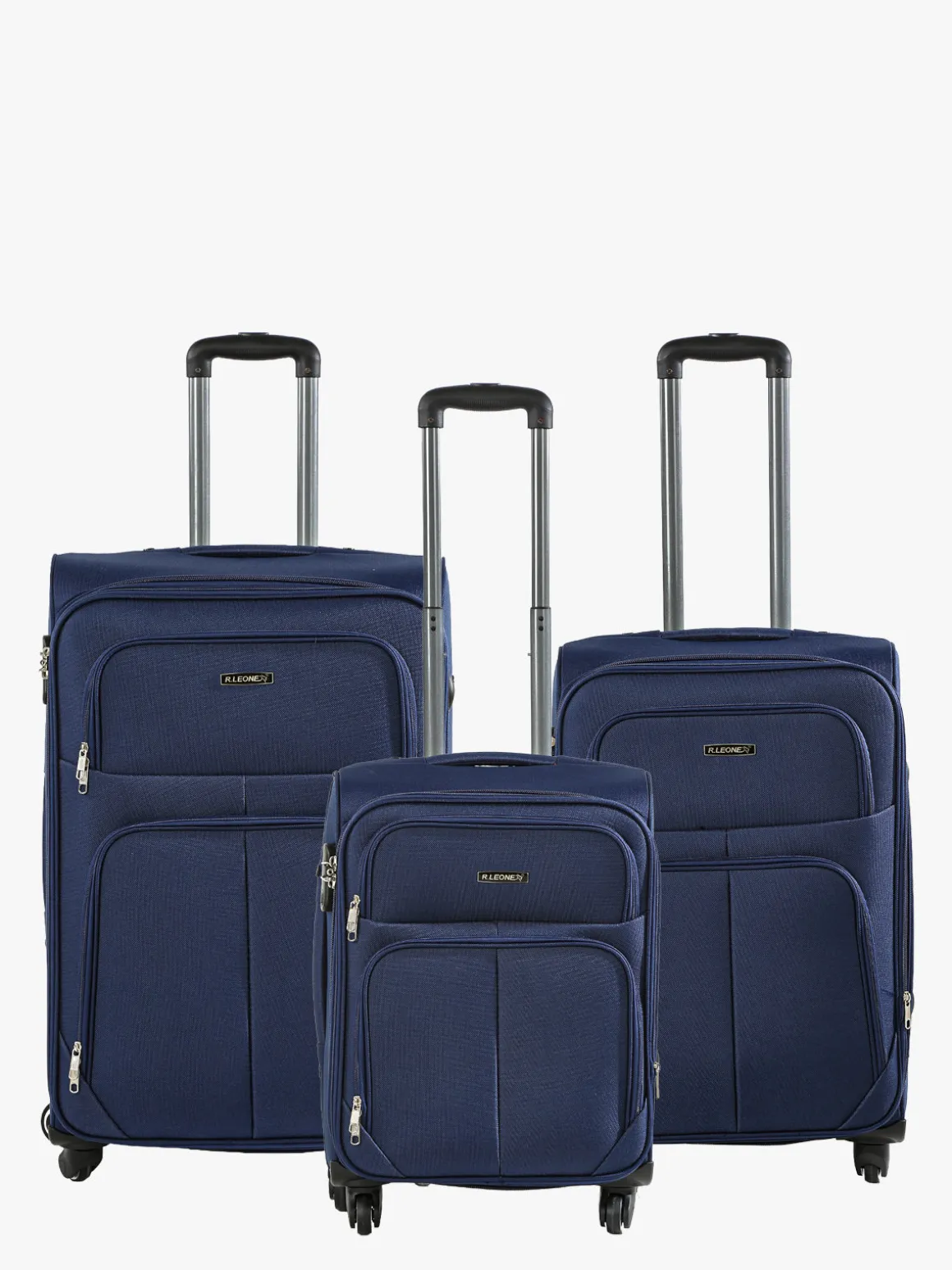 R.Leone Set di valigia 3 pezzi semirigide a 4 ruote - blu scuro