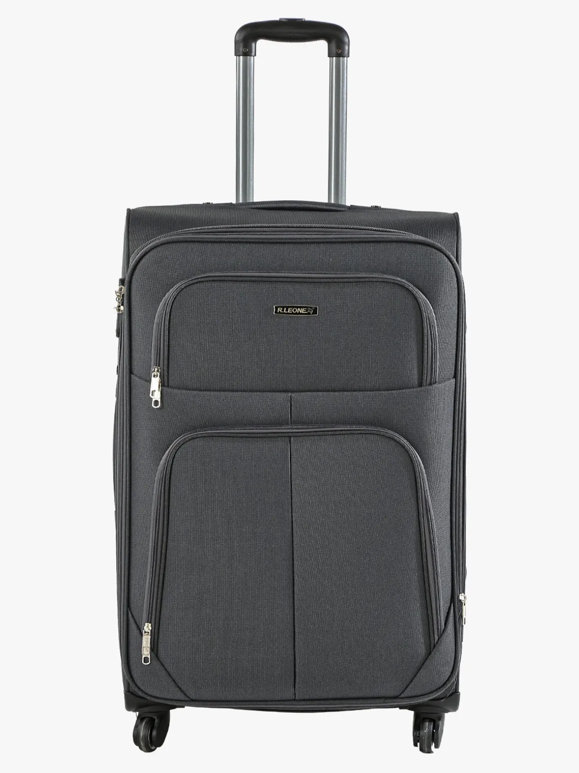 R.Leone Valigia grande 4 ruote semirigida in tessuto - grigio scuro