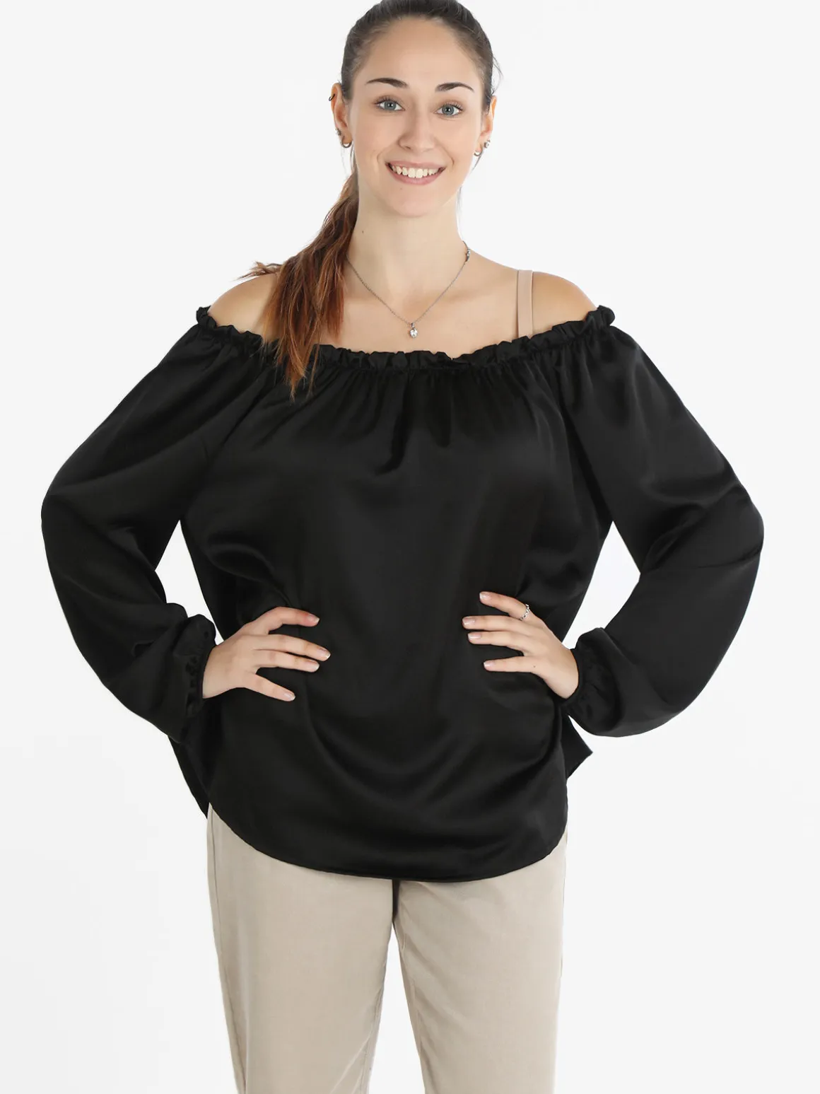 Rlinea Blusa donna effetto raso