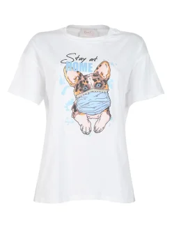 Rose Blu' T-shirt donna oversize con perle