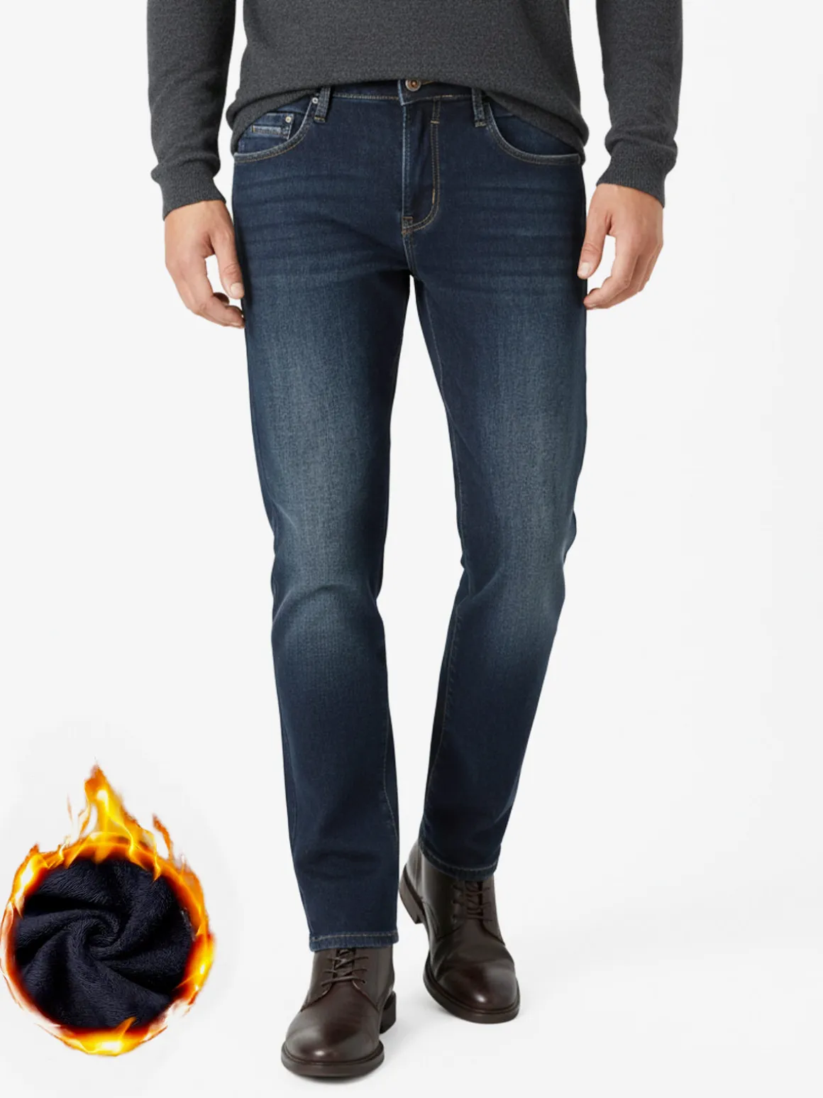 Ross Kemp Jeans da uomo a vita bassa con interno felpato - jeans