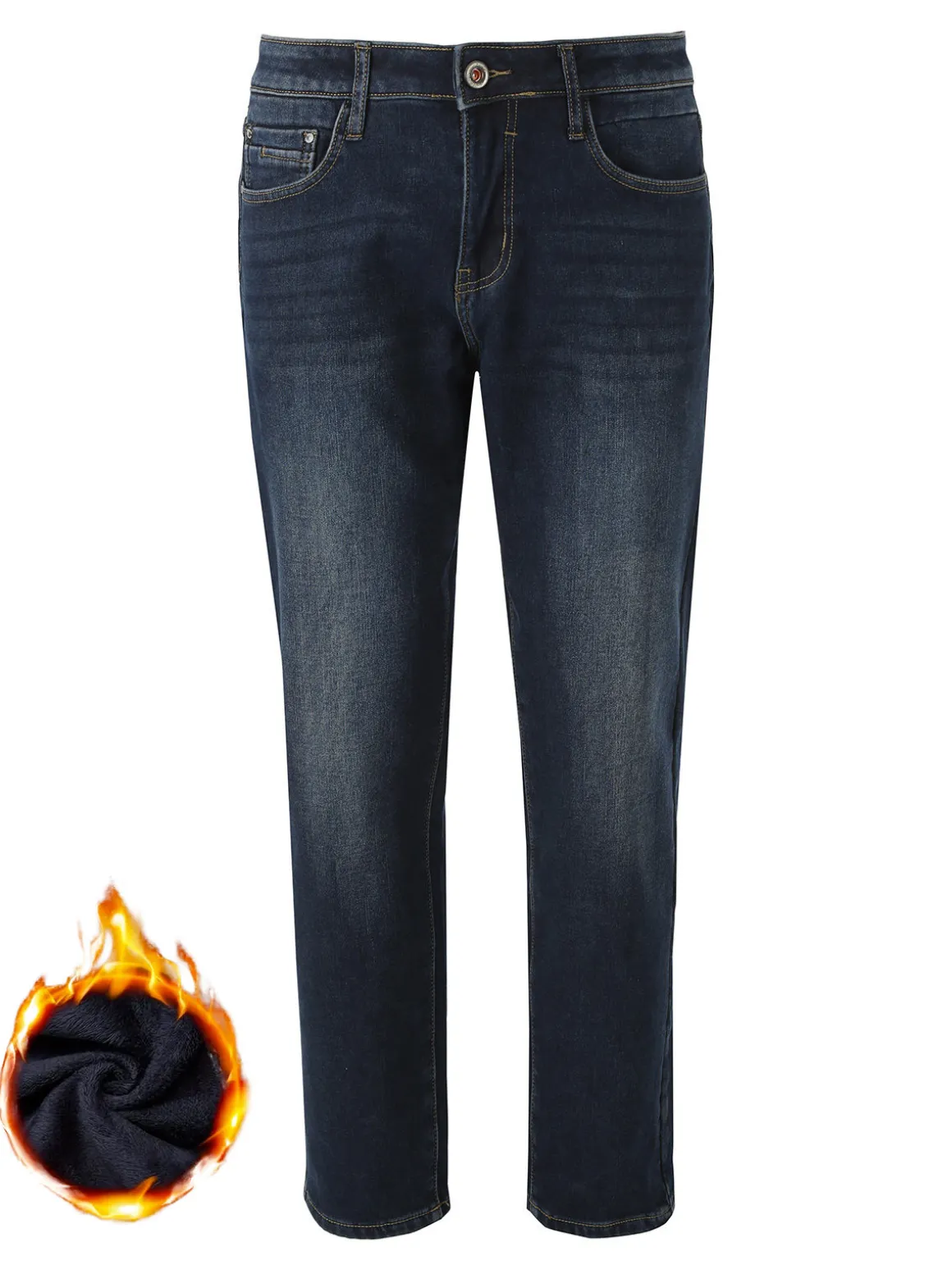 Ross Kemp Jeans da uomo a vita bassa con interno felpato - jeans