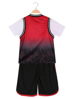 Run Boy Completo corto da ragazzo sportivo con t-shirt e bermuda - rosso