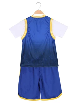 Run Boy Completo corto da ragazzo sportivo con t-shirt e bermuda - blu