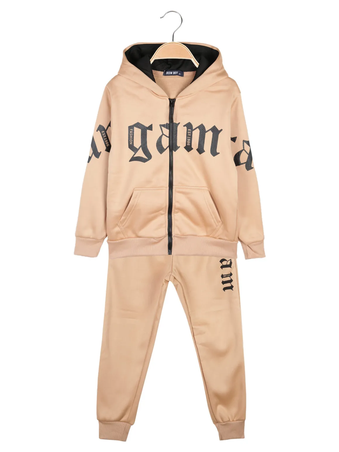 Run Boy Completo tuta da bambino 2 pezzi con cappuccio e zip