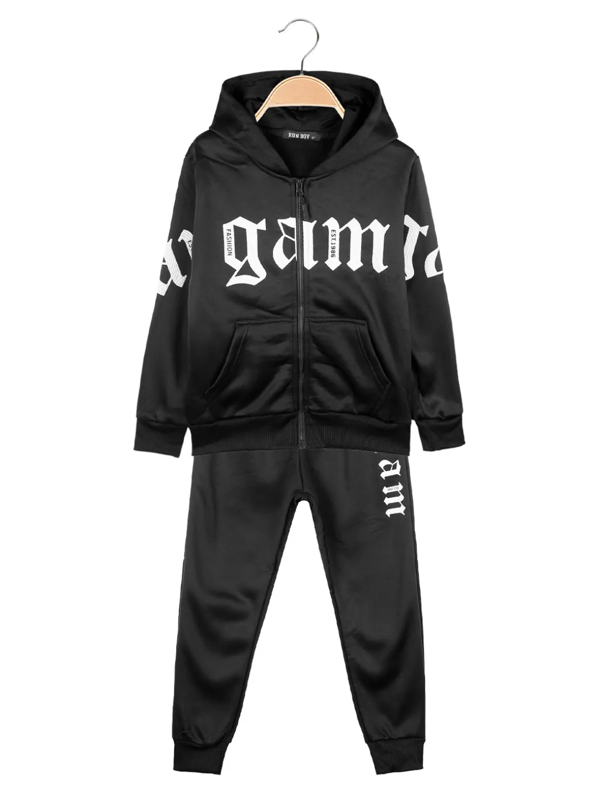 Run Boy Completo tuta da bambino 2 pezzi con cappuccio e zip