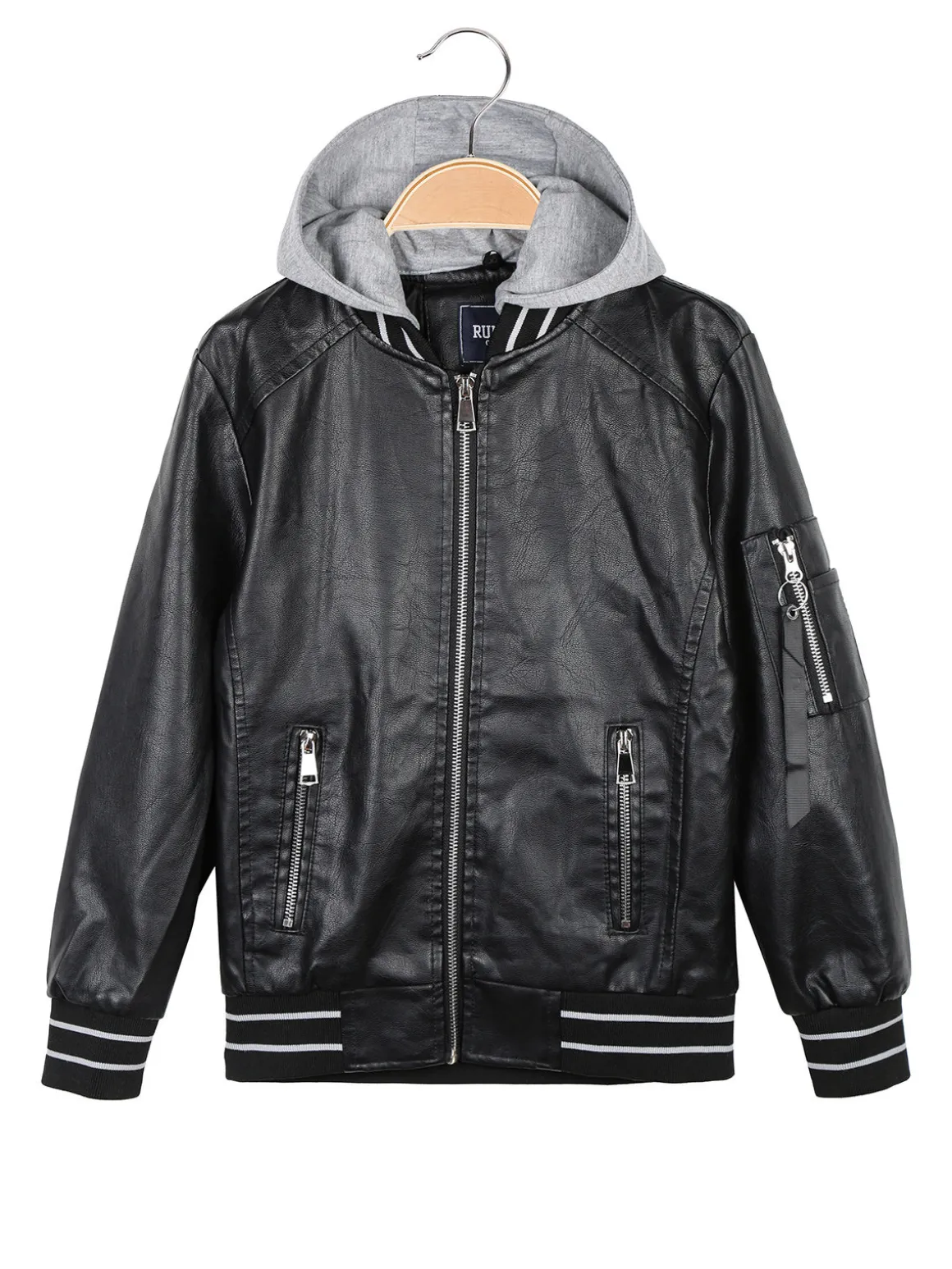 Run Boy Giacca da bambino in ecopelle con cappuccio