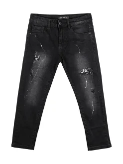 Run Boy Jeans da ragazzo con strappi - nero
