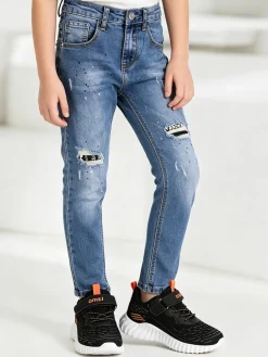 Run Boy Jeans skinny da bambino con strappi - jeans
