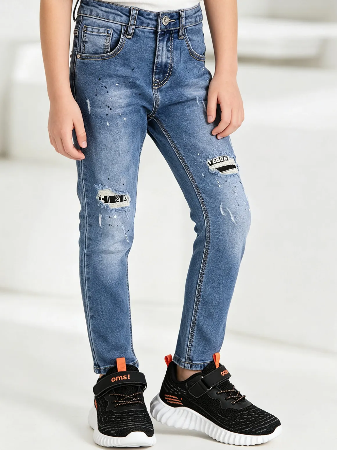 Run Boy Jeans skinny da bambino con strappi - jeans