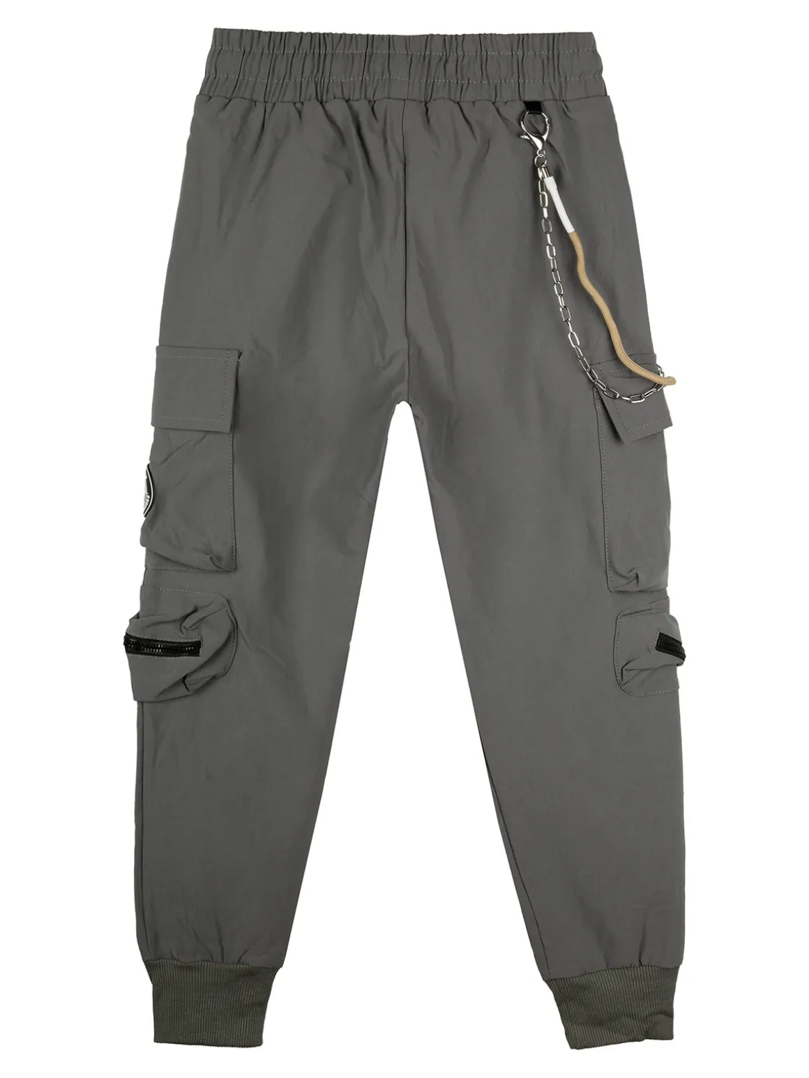 Run Boy Pantaloni cargo da bambino con coulisse e catena decorativa - fango
