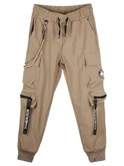 Run Boy Pantaloni cargo da bambino con coulisse e catena decorativa - taupe
