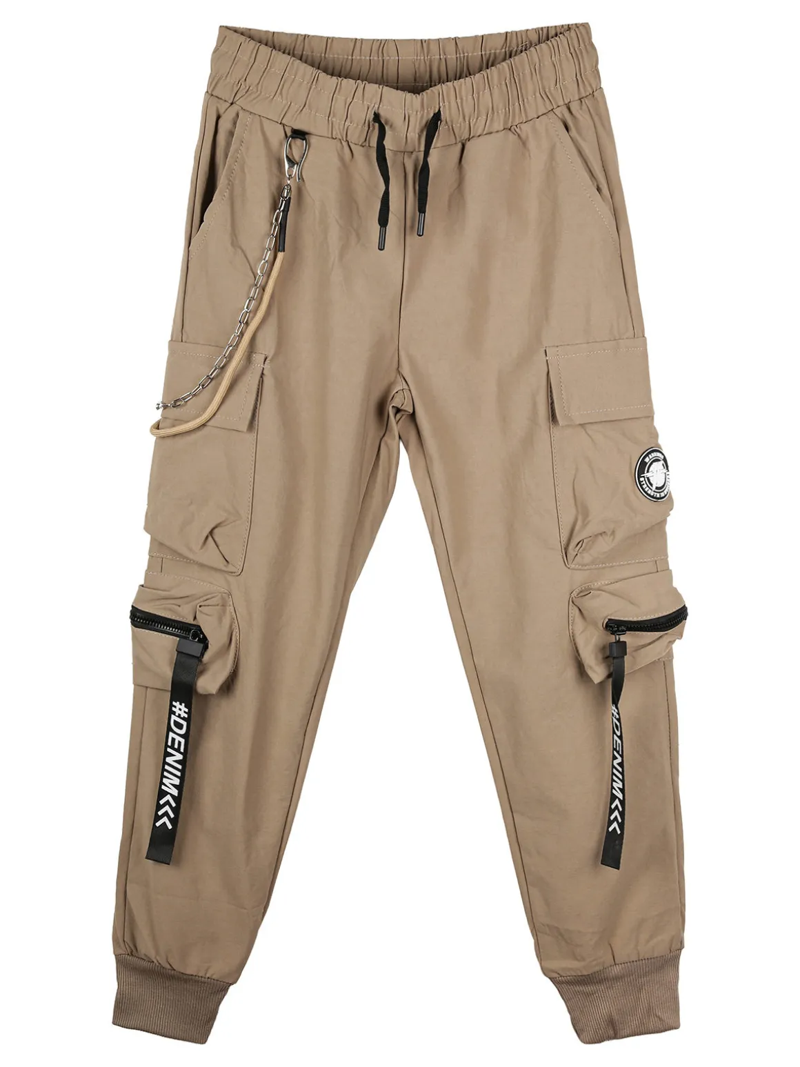 Run Boy Pantaloni cargo da bambino con coulisse e catena decorativa - taupe