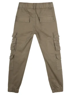 Run Boy Pantaloni cargo da ragazzo in cotone con coulisse - militare