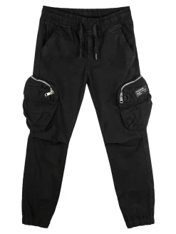 Run Boy Pantaloni cargo da ragazzo con elastico finale - nero