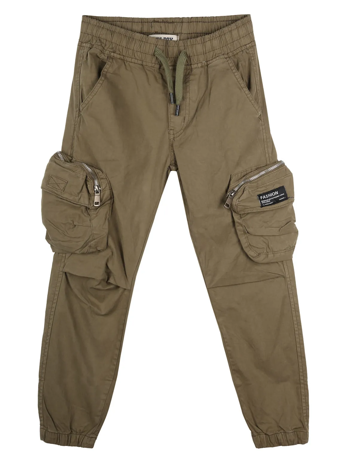 Run Boy Pantaloni cargo da ragazzo con elastico finale - militare