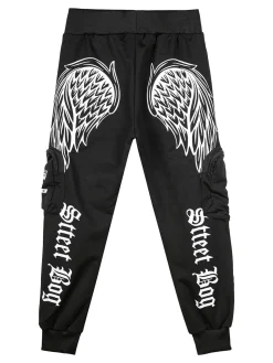 Run Boy Pantaloni da bambino cargo con polsini - nero