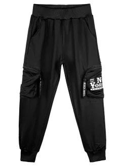 Run Boy Pantaloni da bambino cargo con polsini - nero