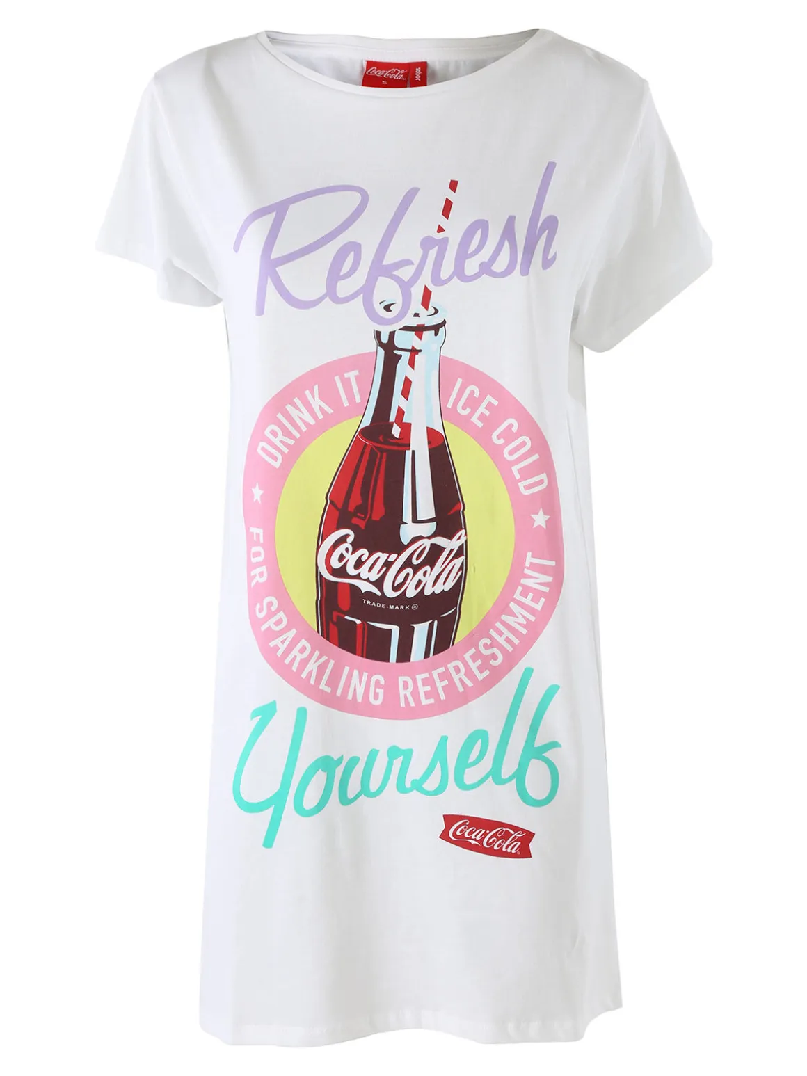 Sabor Cherry-Coke maxi t-shirt donna in cotone a maniche corte con stampa disegno - lilla