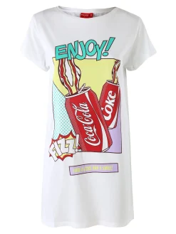 Sabor Cherry-Coke maxi t-shirt donna in cotone a maniche corte con stampa disegno - verde