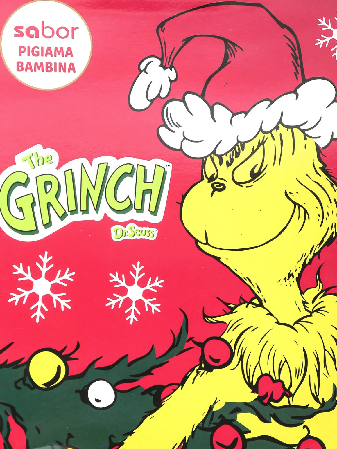 Sabor Grinch pigiama natalizio da bambina con pantaloni a quadri