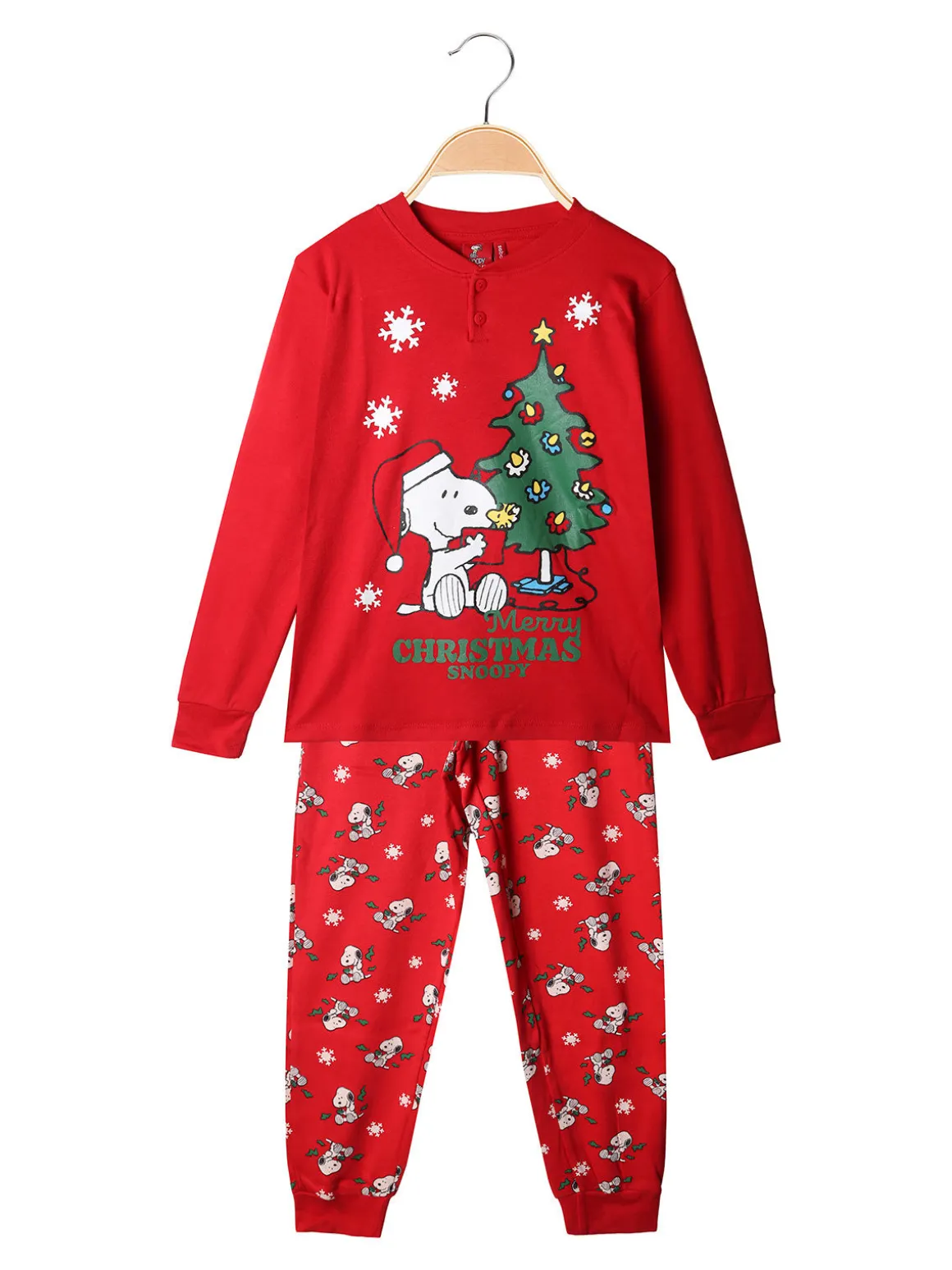 Sabor Snoopy pigiama natalizio da bambino in cotone - rosso