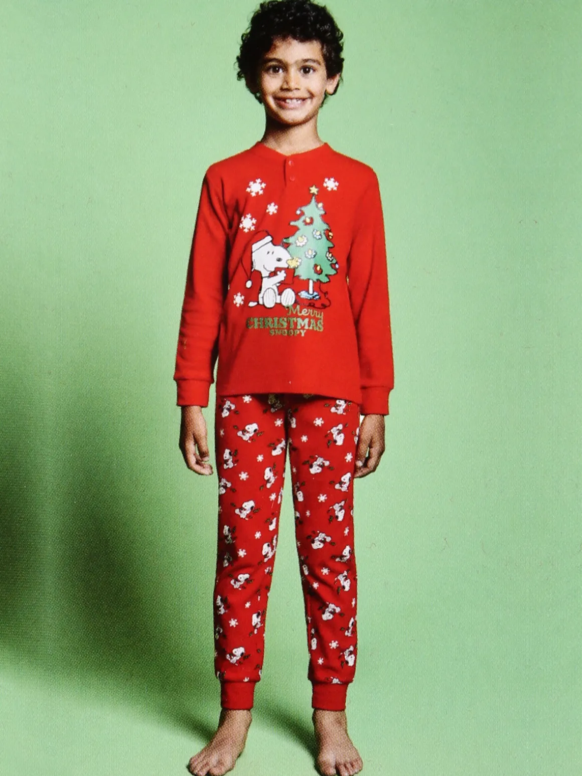 Sabor Snoopy pigiama natalizio da bambino in cotone - rosso