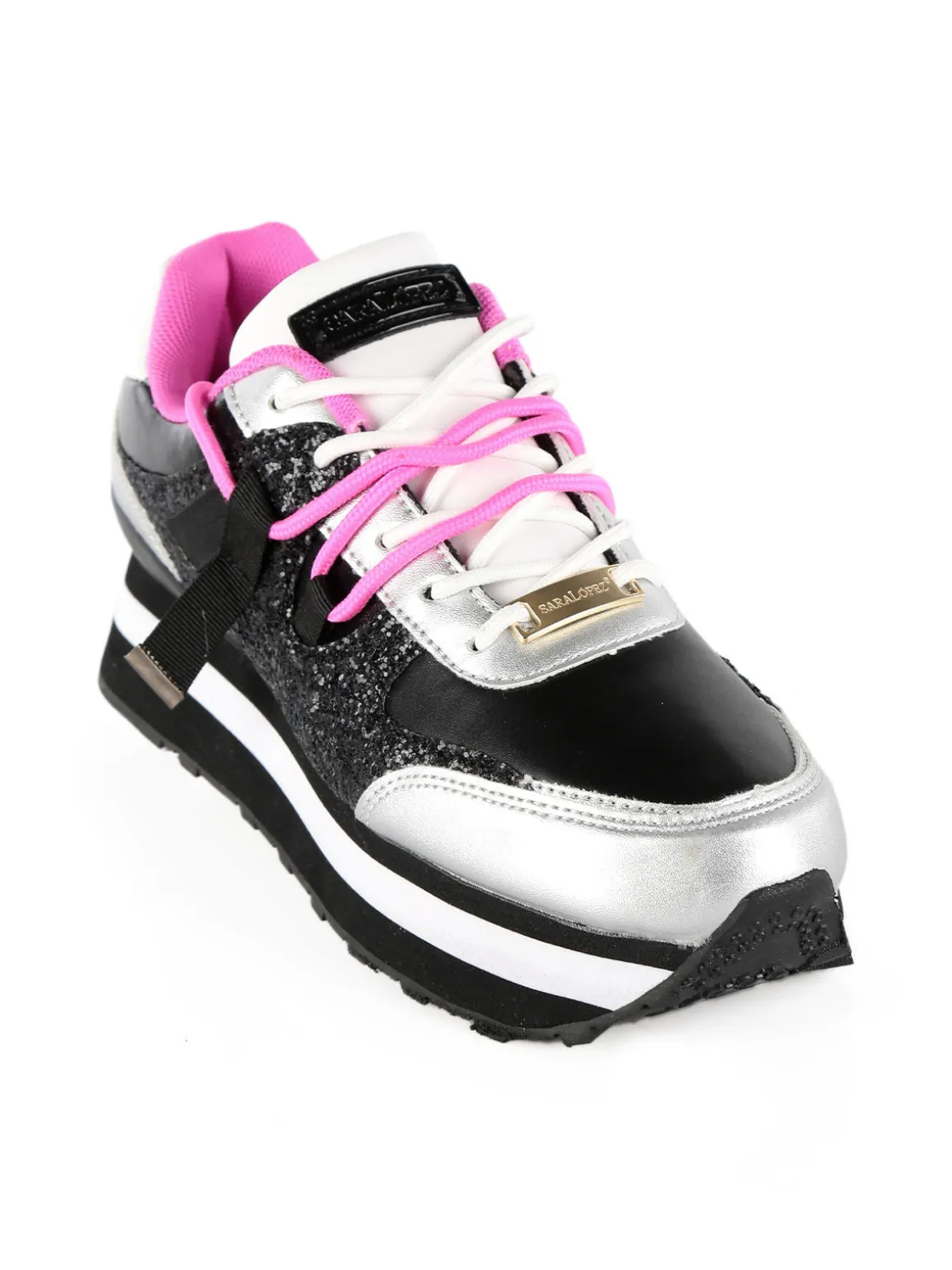 Saralòpez Sneakers stringate con strass da donna