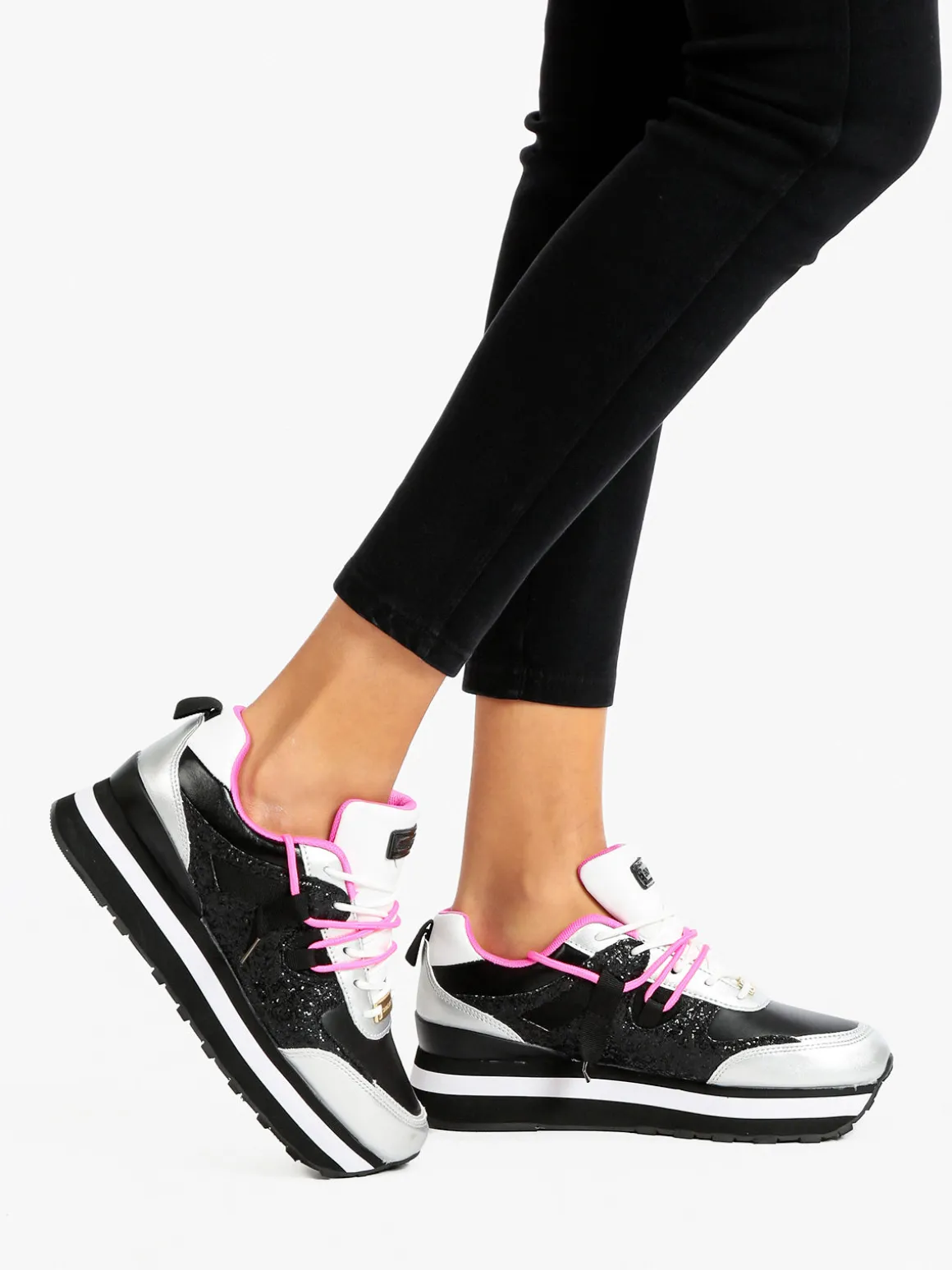 Saralòpez Sneakers stringate con strass da donna