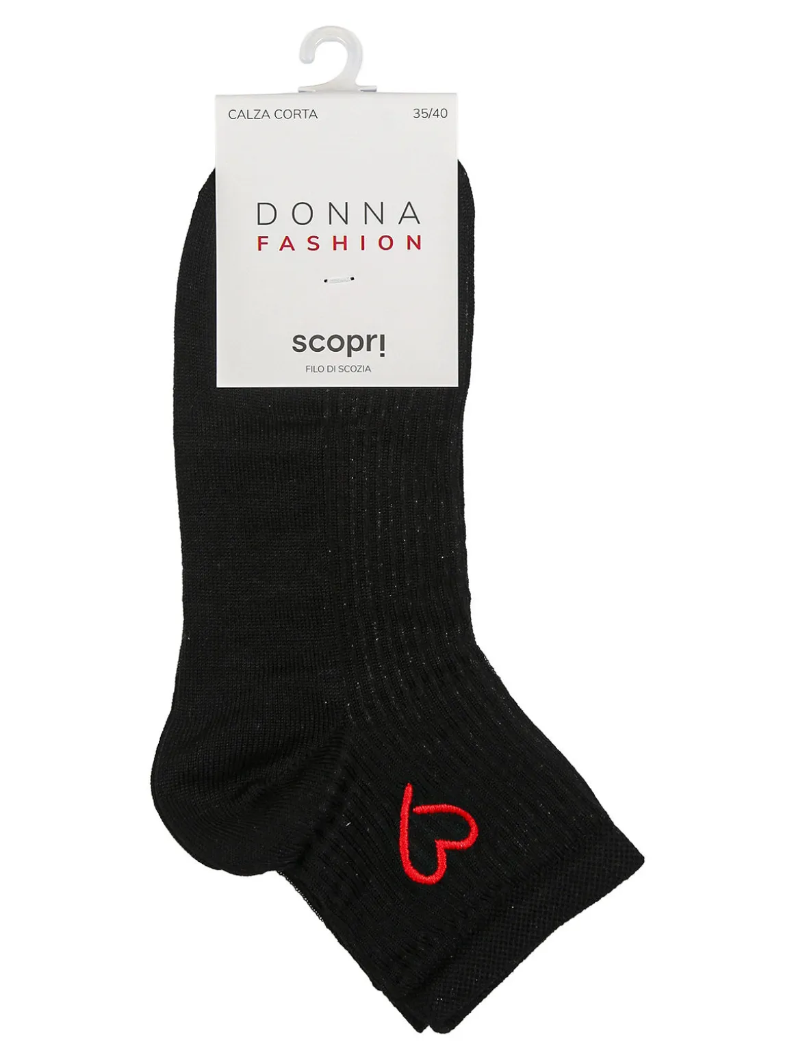 Scopri Calze corte da donna cuore in filo di scozia - rosso