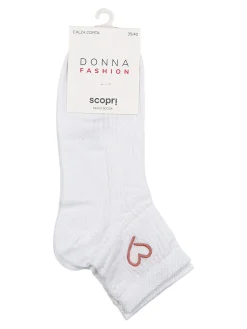 Scopri Calze corte da donna cuore in filo di scozia - rosa