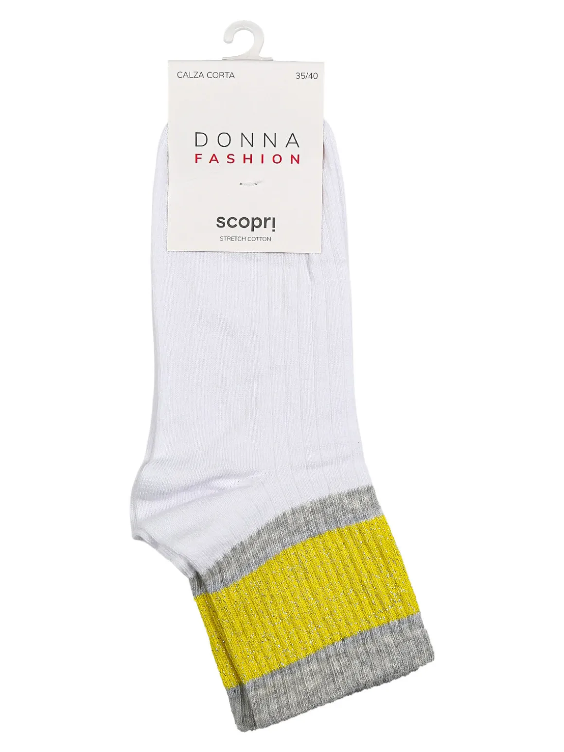 Scopri Calze corte da donna in cotone stretch con inserto lurex - giallo