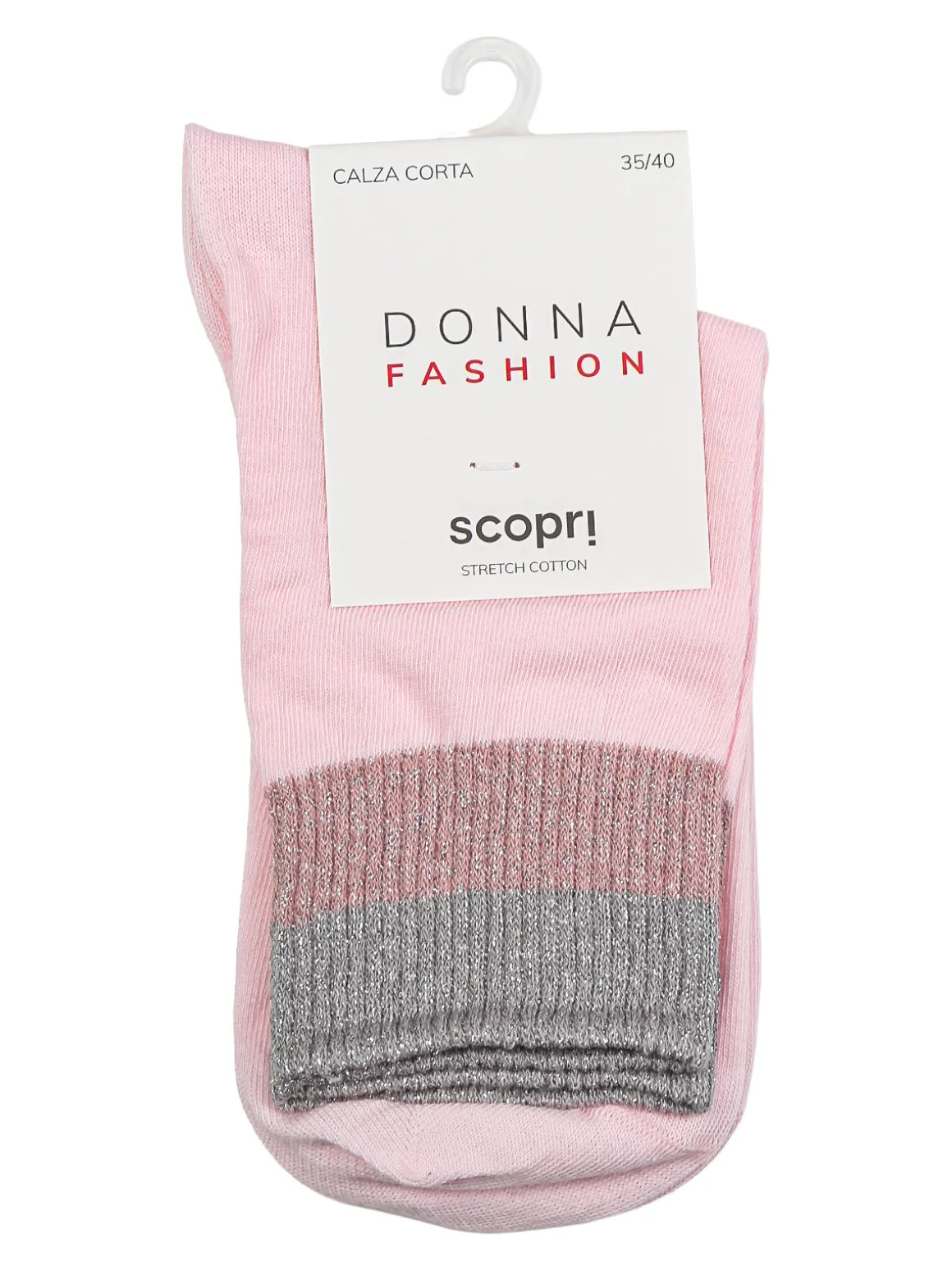 Scopri Calze corte da donna in cotone stretch con bordo lurex - nero
