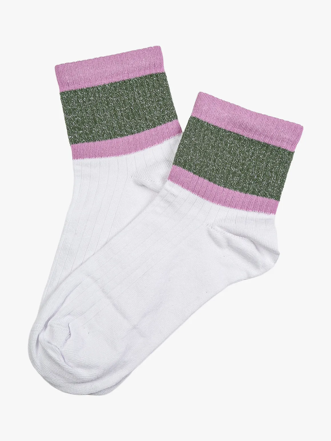 Scopri Calze corte da donna in cotone stretch con inserto lurex - verde