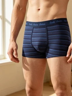 Scuola Nautica Italiana Boxer da uomo rigati in cotone stretch - blu scuro