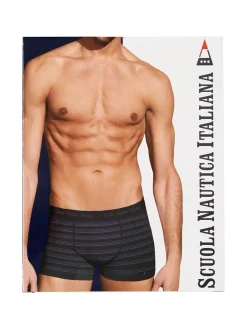 Scuola Nautica Italiana Boxer da uomo rigati in cotone stretch - blu scuro