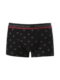 Scuola Nautica Italiana Boxer uomo con stampe in cotone stretch - nero