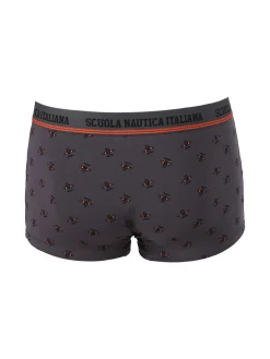 Scuola Nautica Italiana Boxer uomo con stampe in cotone stretch - grigio scuro