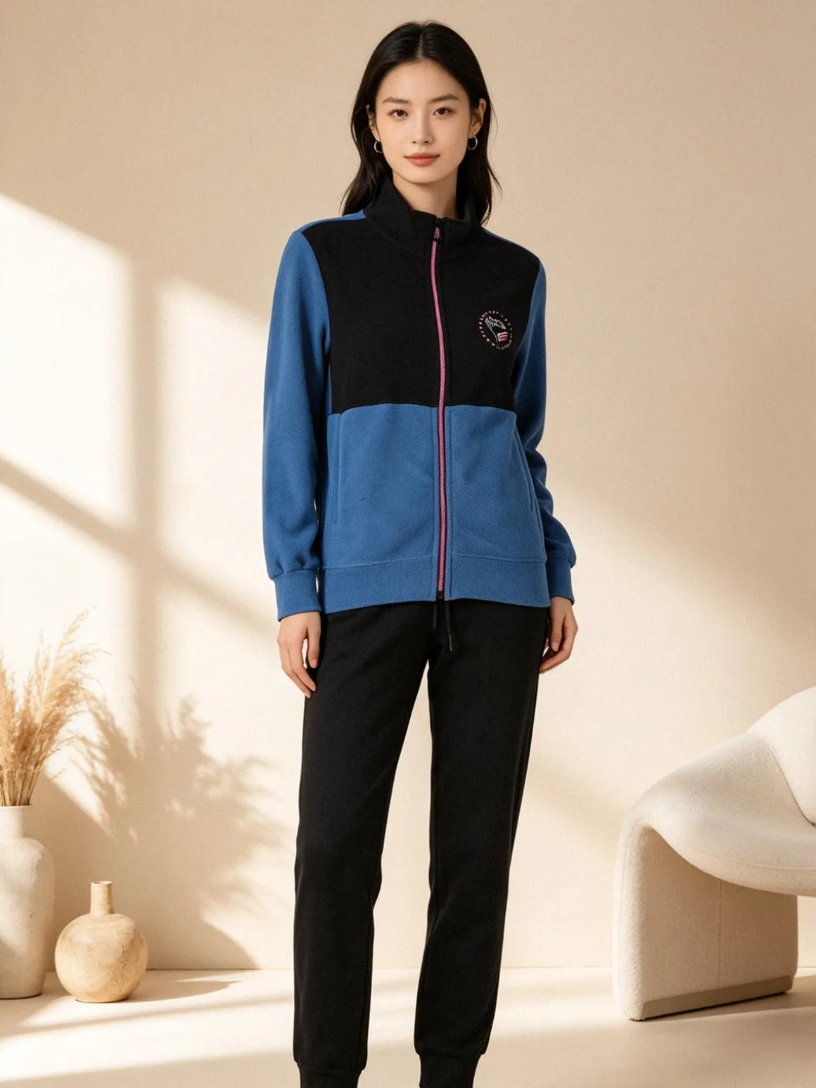 Scuola Nautica Italiana Completo tuta da donna in pile full zip - blu
