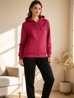 Scuola Nautica Italiana Completo tuta donna invernale 2 pezzi con cappuccio e zip - fragola