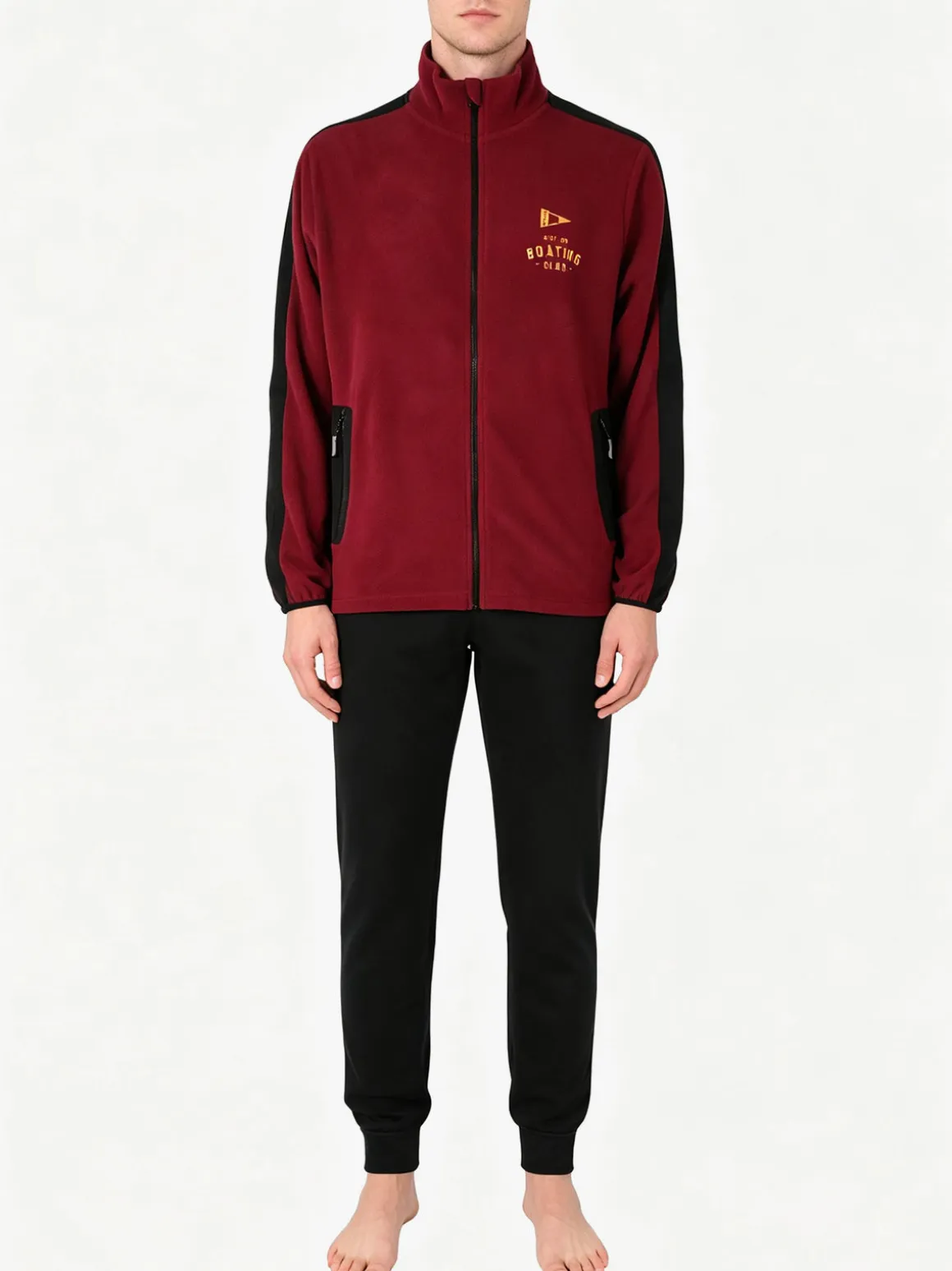 Scuola Nautica Italiana Completo tuta 2 pezzi da uomo in pile full zip - bordeaux